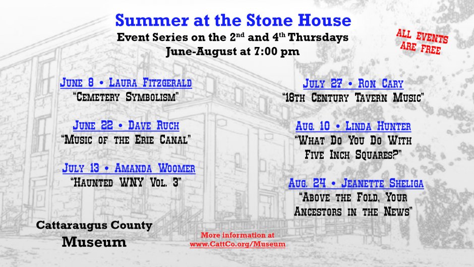 2023 Summer at the Stone House Speaker Series Schedule