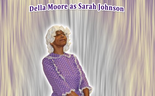 Della Moore dressed as Sarah Johnson