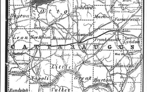 Old Chautauqua Road in the Town - Holland Land Co. Map 1836 Showing Chautauqua Rd 