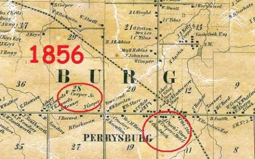 Map of Perrysburg showing William Cooper's location 