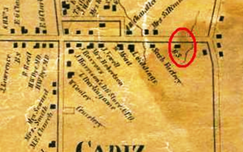 Map of William White's home in Cadiz, NY