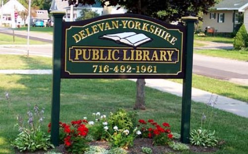Delevan Yorkshire Library sign