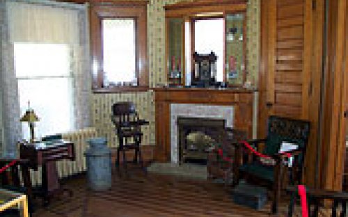 Miner's Cabin interior fireplace