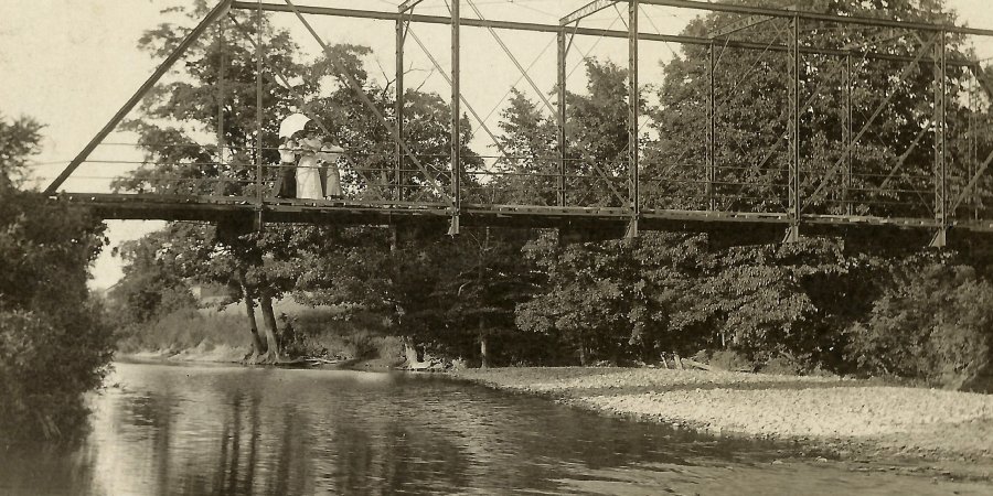 Zoar Valley Bridge in Otto across the Cattaraugus Creek c 1920