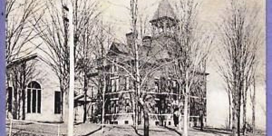 1908 view of the school and M. E. Church 