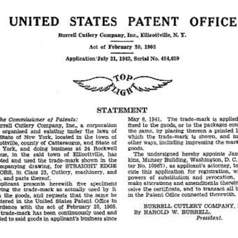Burrell Cutlery Company Patent for trade-mark