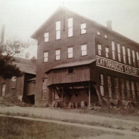 Side view of the Cattaraugus Cultery Factory in Little Valley, NY
