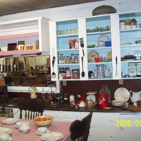 A kitchen display at the Leon Historical Society Museum
