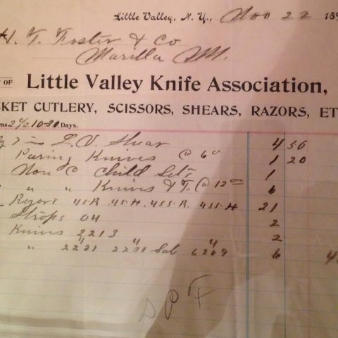 Ledger from the Little Valley Knife Association