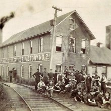 an early picture of Cattaraugus Cutlery, note the railroad tracks next to the building 