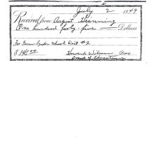 Receipt from sale of North Lyndon Schoolhouse for $145