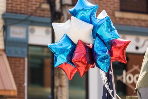 Flag and balloons for 4th of July
