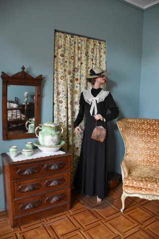 mannequin in vintage dress at Fannie Bartlett House