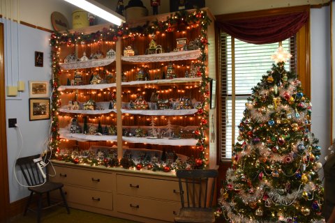 Inside a Christmas room at the Fannie Bartlett House in Olean, NY