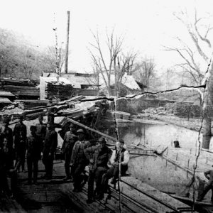 Raft on the Allegany River before the lumber was loaded